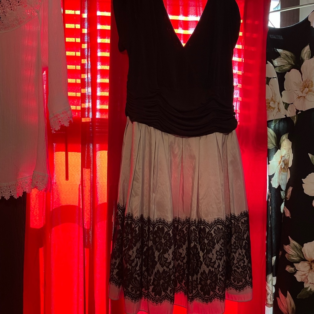 Black an tan formal dress
